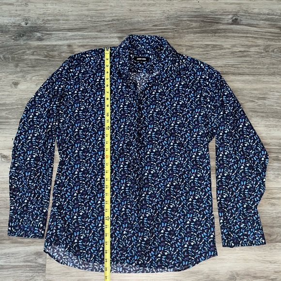 Men's Blue Patterned Shirt - Picture 3 of 6